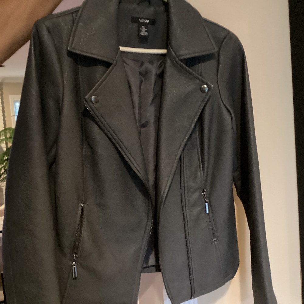 Women faux leather moto jacket
